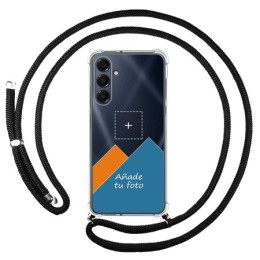 Personaliza tu Funda Colgante Transparente para Samsung Galaxy A16 4G / 5G con Cordon Negro Dibujo Personalizada