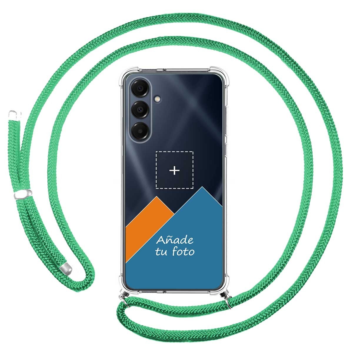 Personaliza tu Funda Colgante Transparente para Samsung Galaxy A16 4G / 5G con Cordon Verde Agua Dibujo Personalizada