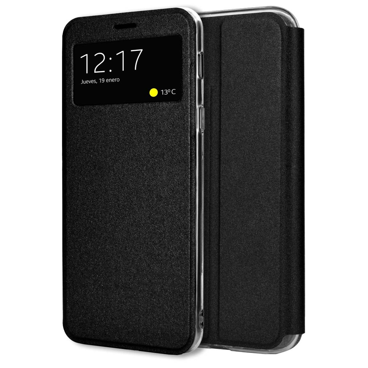 Funda Libro Soporte con Ventana para Xiaomi Poco C75 Color Negra