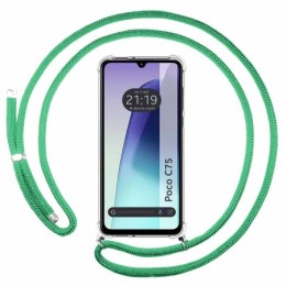 Funda Colgante Transparente para Xiaomi Poco C75 con Cordon Verde Agua