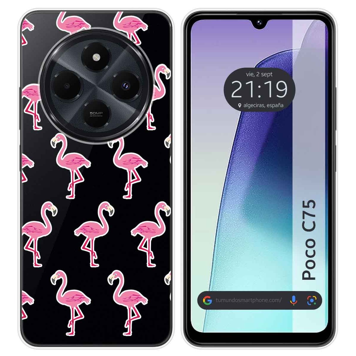 Funda Silicona Transparente para Xiaomi Poco C75 diseño Flamenco Dibujos