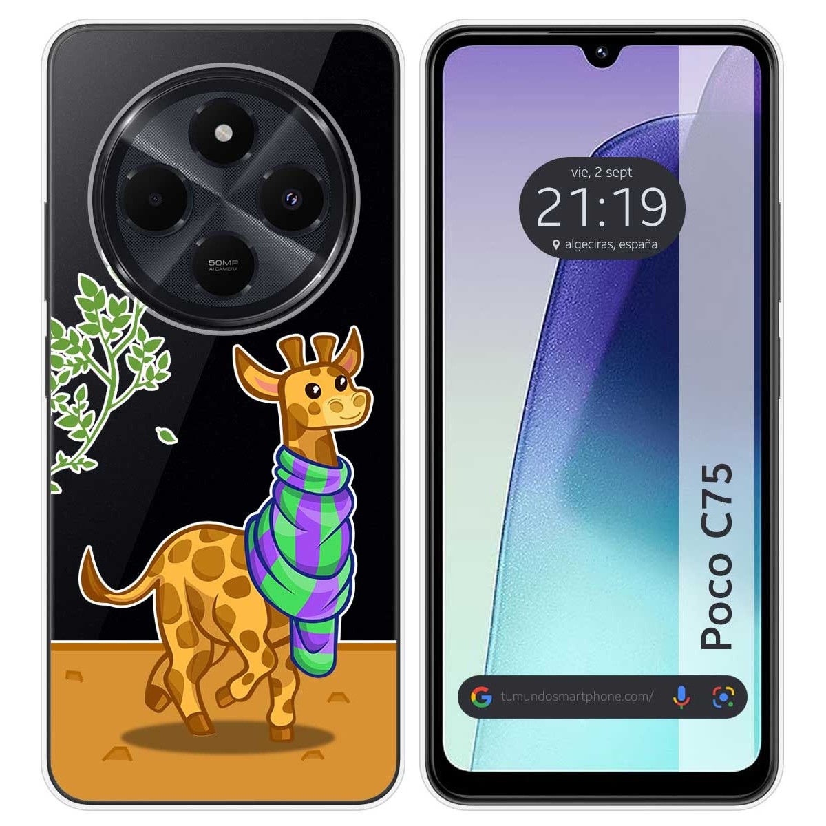 Funda Silicona Transparente para Xiaomi Poco C75 diseño Jirafa Dibujos