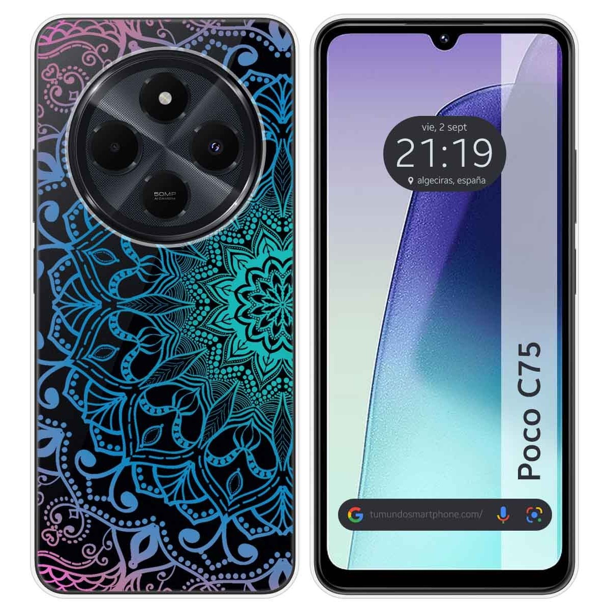 Funda Silicona Transparente para Xiaomi Poco C75 diseño Mandala Dibujos