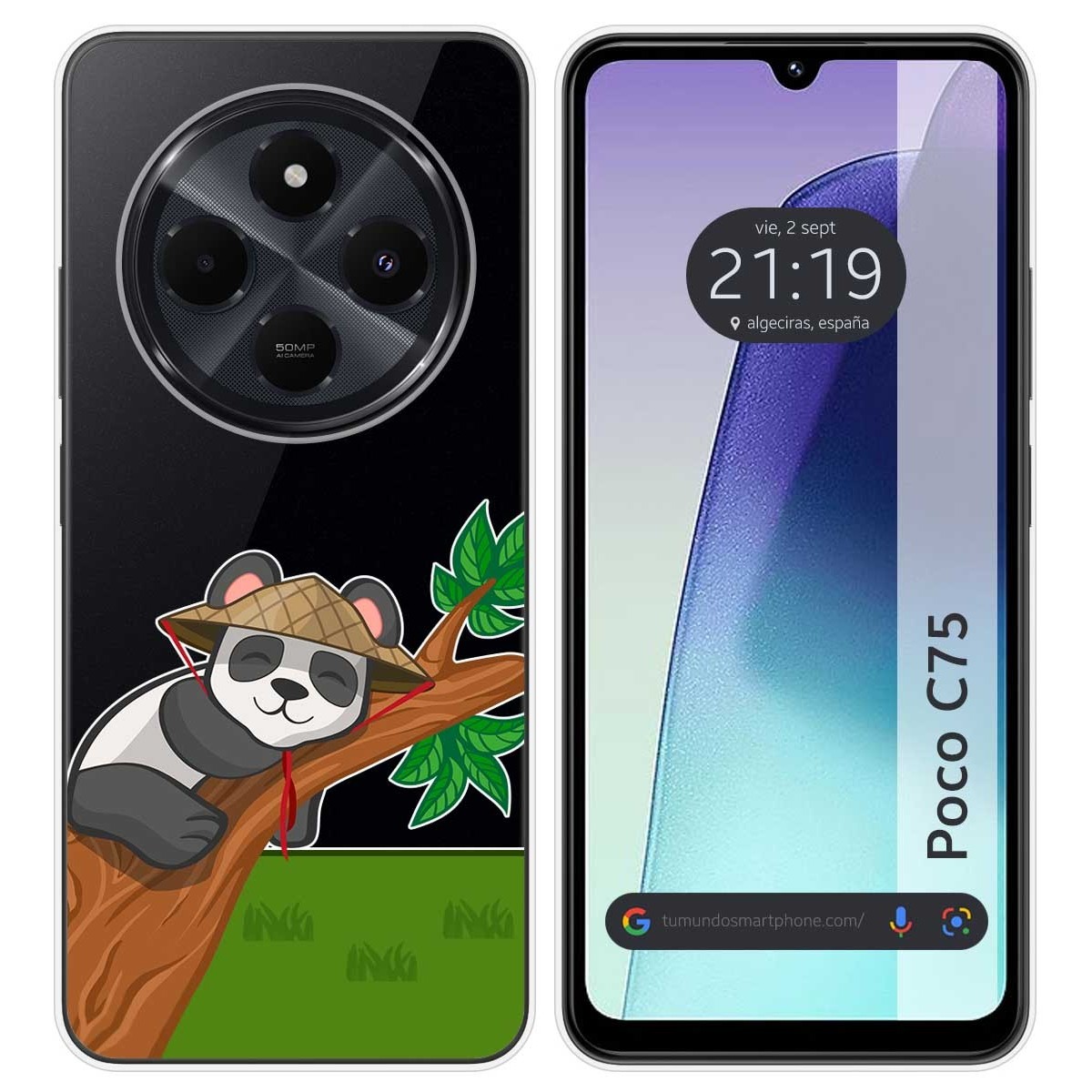 Funda Silicona Transparente para Xiaomi Poco C75 diseño Panda Dibujos