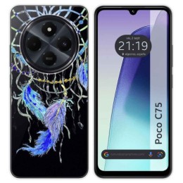 Funda Silicona Transparente para Xiaomi Poco C75 diseño Plumas Dibujos