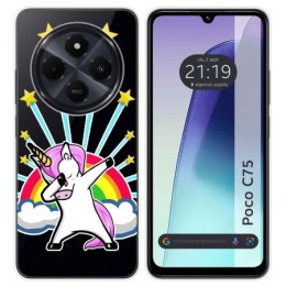 Funda Silicona Transparente para Xiaomi Poco C75 diseño Unicornio Dibujos