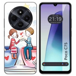 Funda Silicona para Xiaomi Poco C75 diseño Café Dibujos