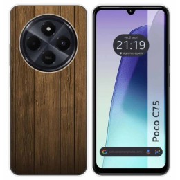 Funda Silicona para Xiaomi Poco C75 diseño Madera Dibujos