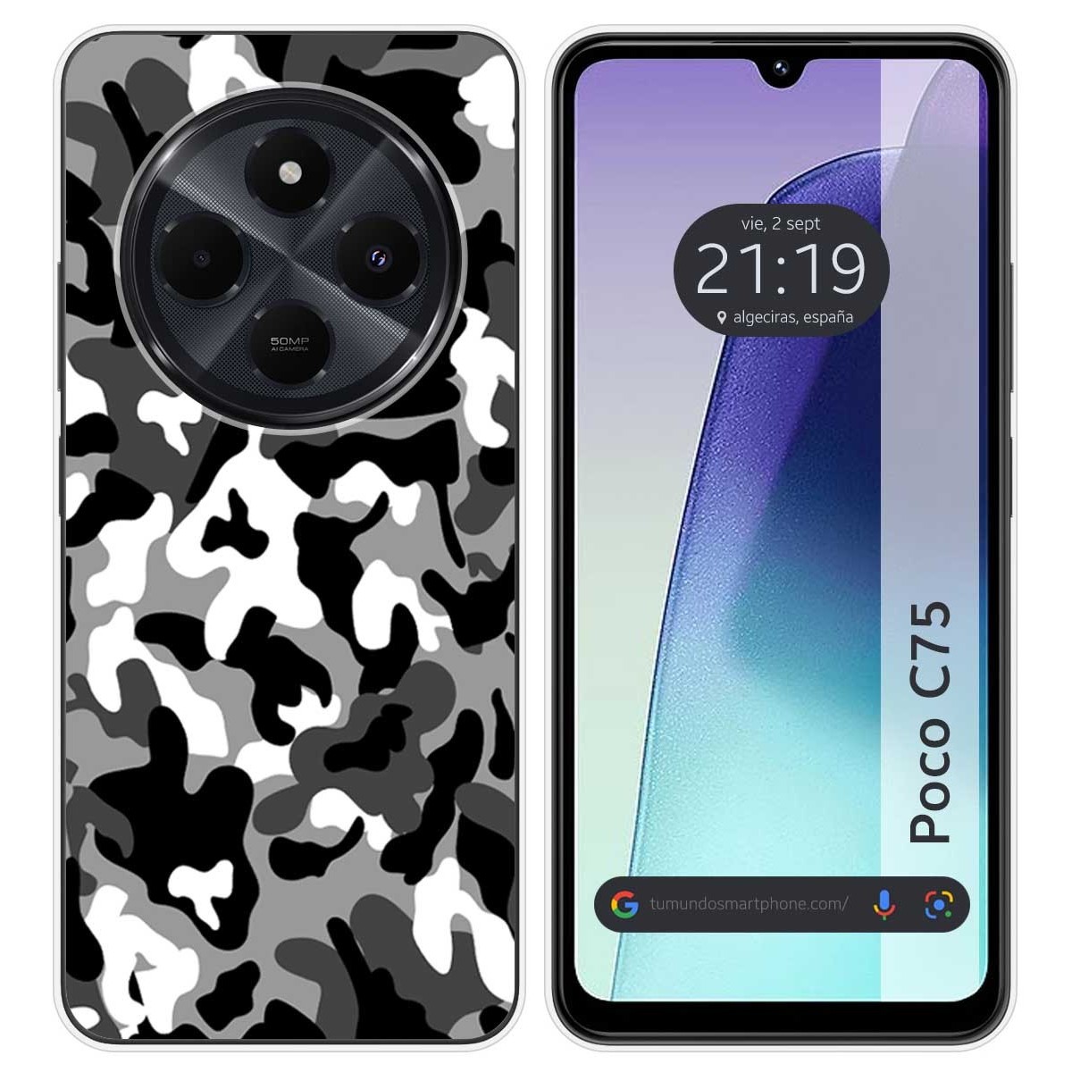 Funda Silicona para Xiaomi Poco C75 diseño Snow Camuflaje Dibujos