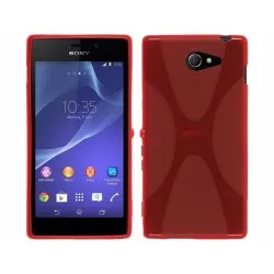 Funda Gel Tpu Sony Xperia M2 Aqua Modelo X Line Color Roja